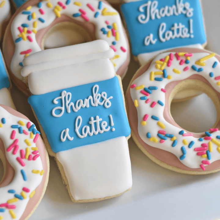 Custom Cookies - Thank You | Thanks a Latte! - Southern Sugar Bakery