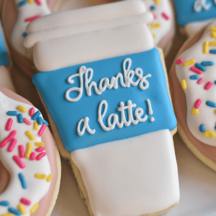 Custom Cookies - Thank You | Thanks a Latte! - Southern Sugar Bakery