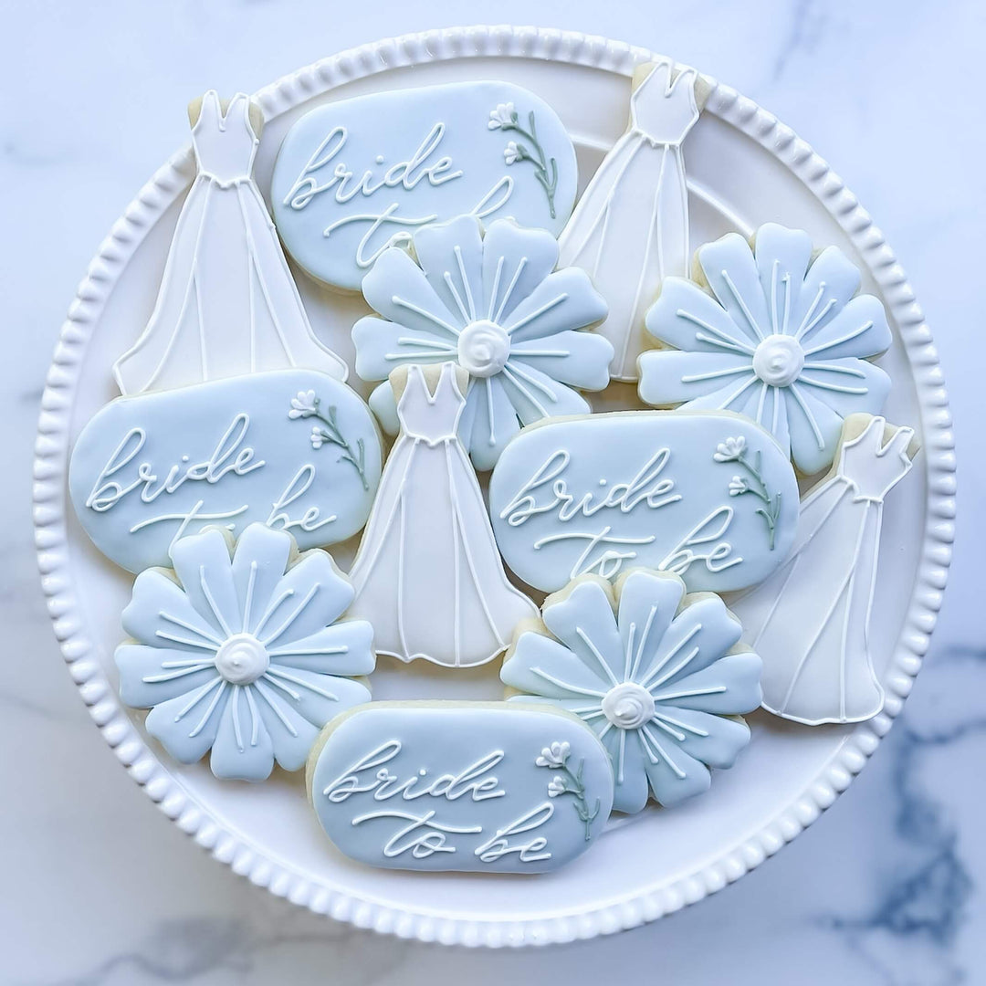 Decorated wedding-themed sugar cookies from Southern Sugar Bakery