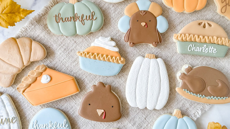 Decorated fall and Thanksgiving themed sugar cookies from Southern Sugar Bakery