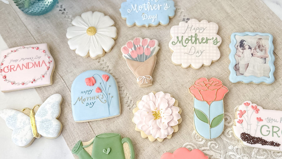Elegant decorated Mother's Day sugar cookies from Southern Sugar Bakery