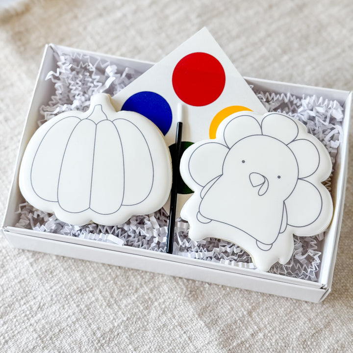 Fall-themed Paint-Your-Own Thanksgiving Duo cookies by Southern Sugar Bakery, featuring festive holiday cookie designs.