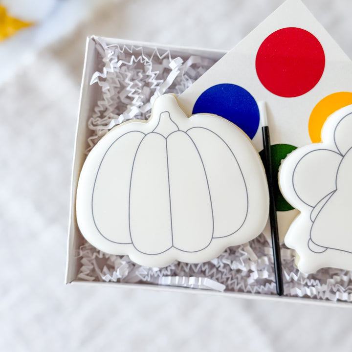 Thanksgiving Duo paint-your-own cookies with fall-themed designs from Southern Sugar Bakery, featuring festive autumn colors and holiday motifs.