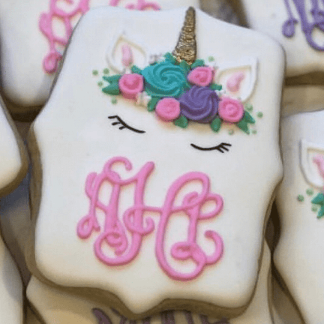 Custom Cookies - Magical Unicorn Monograms! - Southern Sugar Bakery