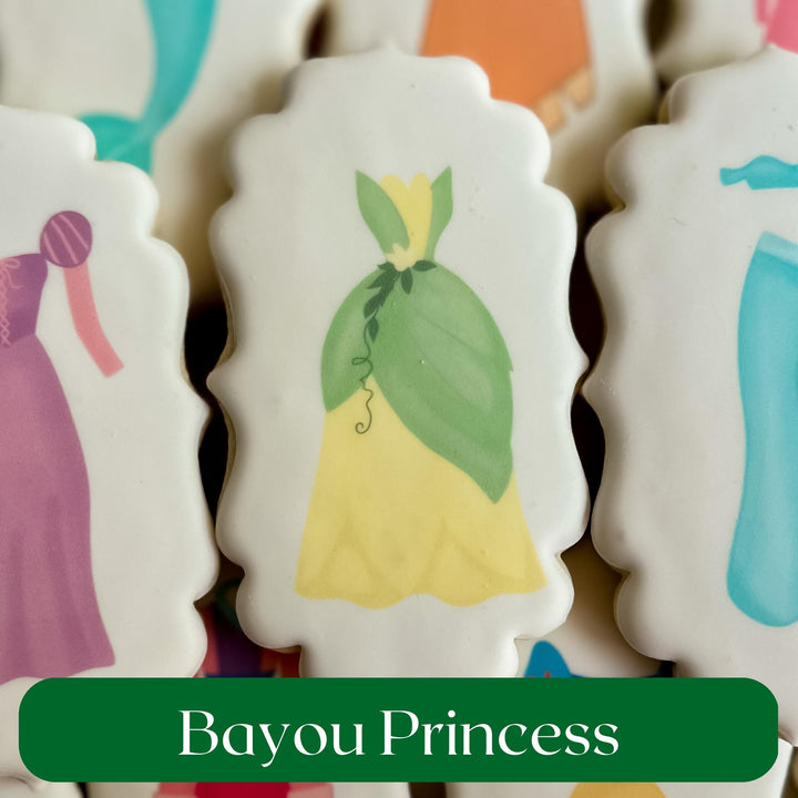 princess dress sugar cookies Disney Princess Inspired Ariel, Belle, Sleeping Beauty, Rapunzel, Tiana, Elsa Dress cookies