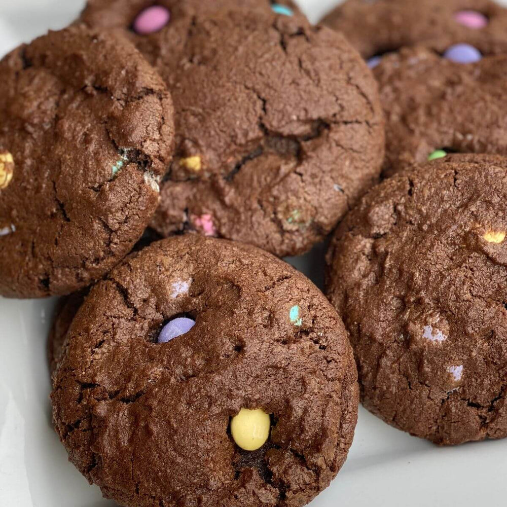 Custom Cookies - Easter Cookies | Triple Chocolate Brownie w/ Pastel Candies - Southern Sugar Bakery